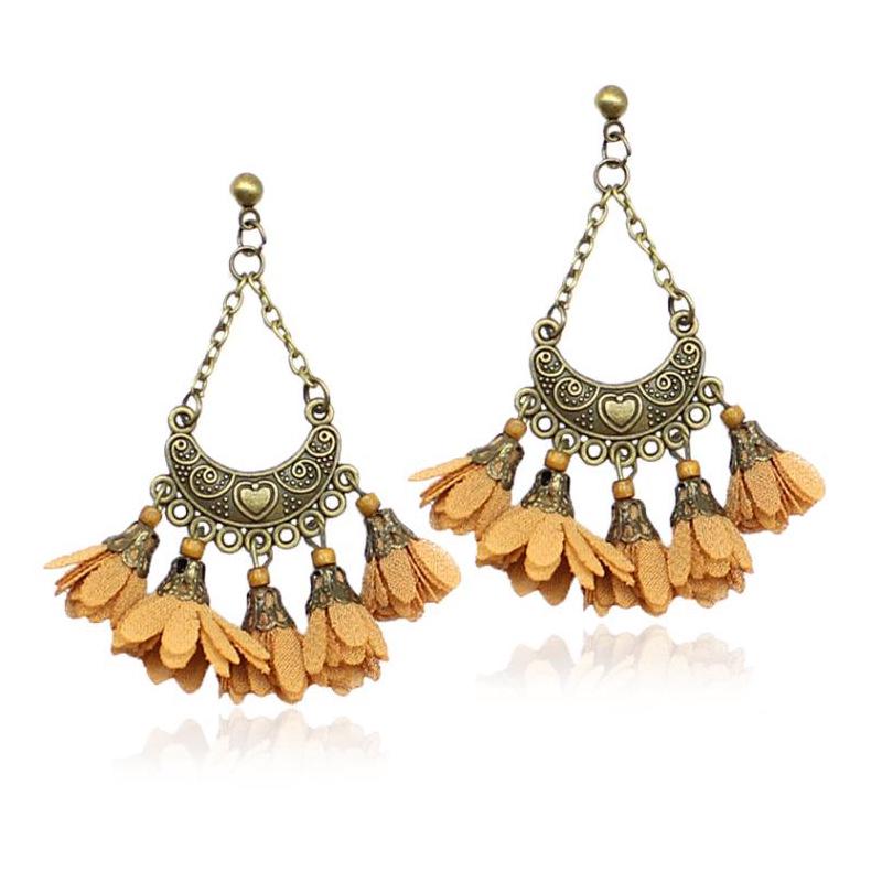 Bohemian Style Hollow Flower Pendant Earrings for Women