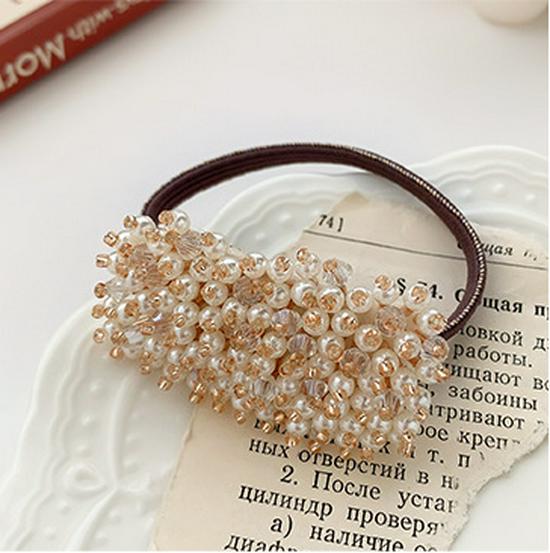 Korean Crystal Beaded Hair Tie: Elegant, Retro, Versatile Accessory