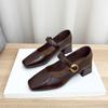 Square head one-word buckle Mary Jane shoes women's shoes 2025 autumn new models with skirts thick high heels and shallow mouth single shoes