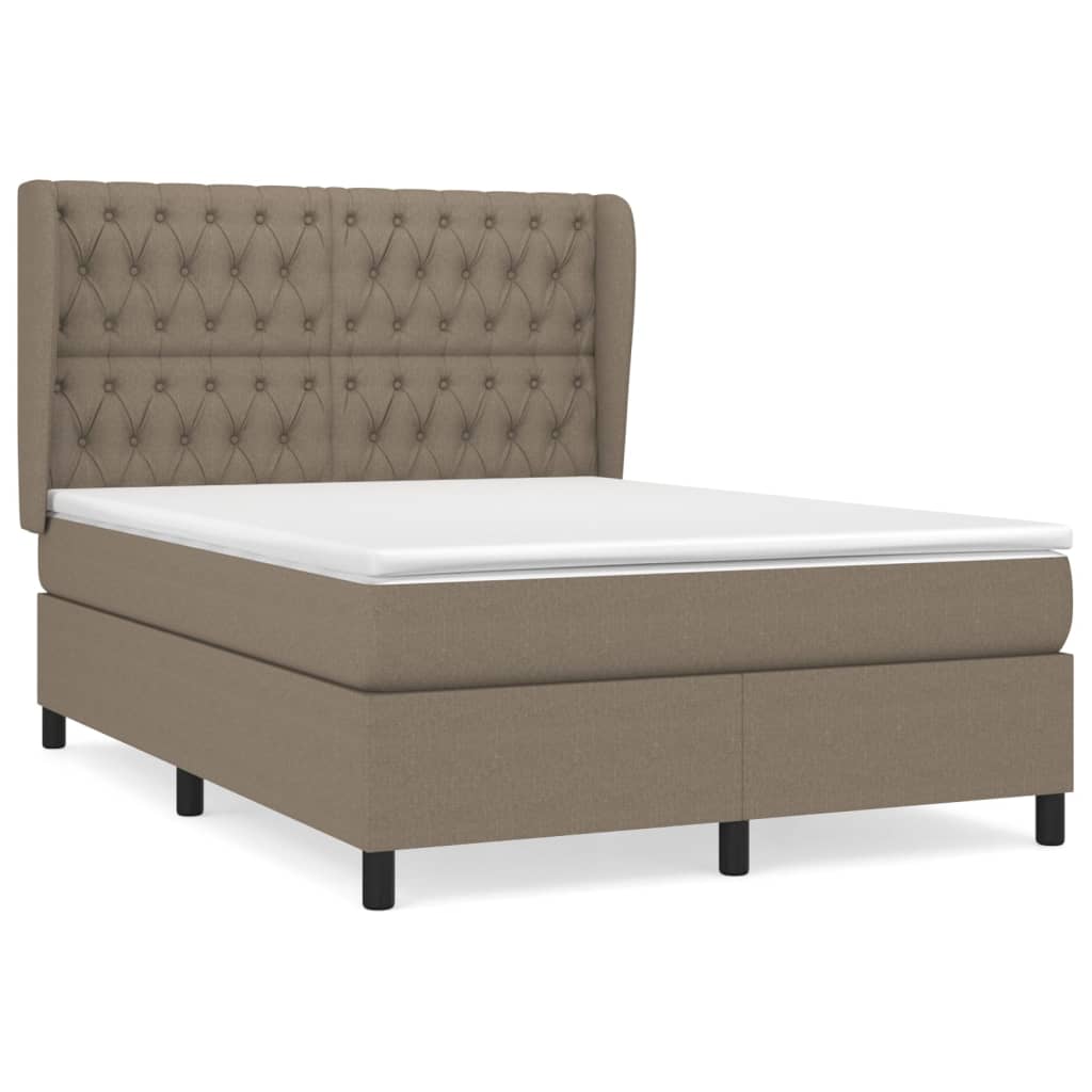 Vidaxl Letto Continentale Con Materasso, Taupe, Tessuto, 140X190 Cm