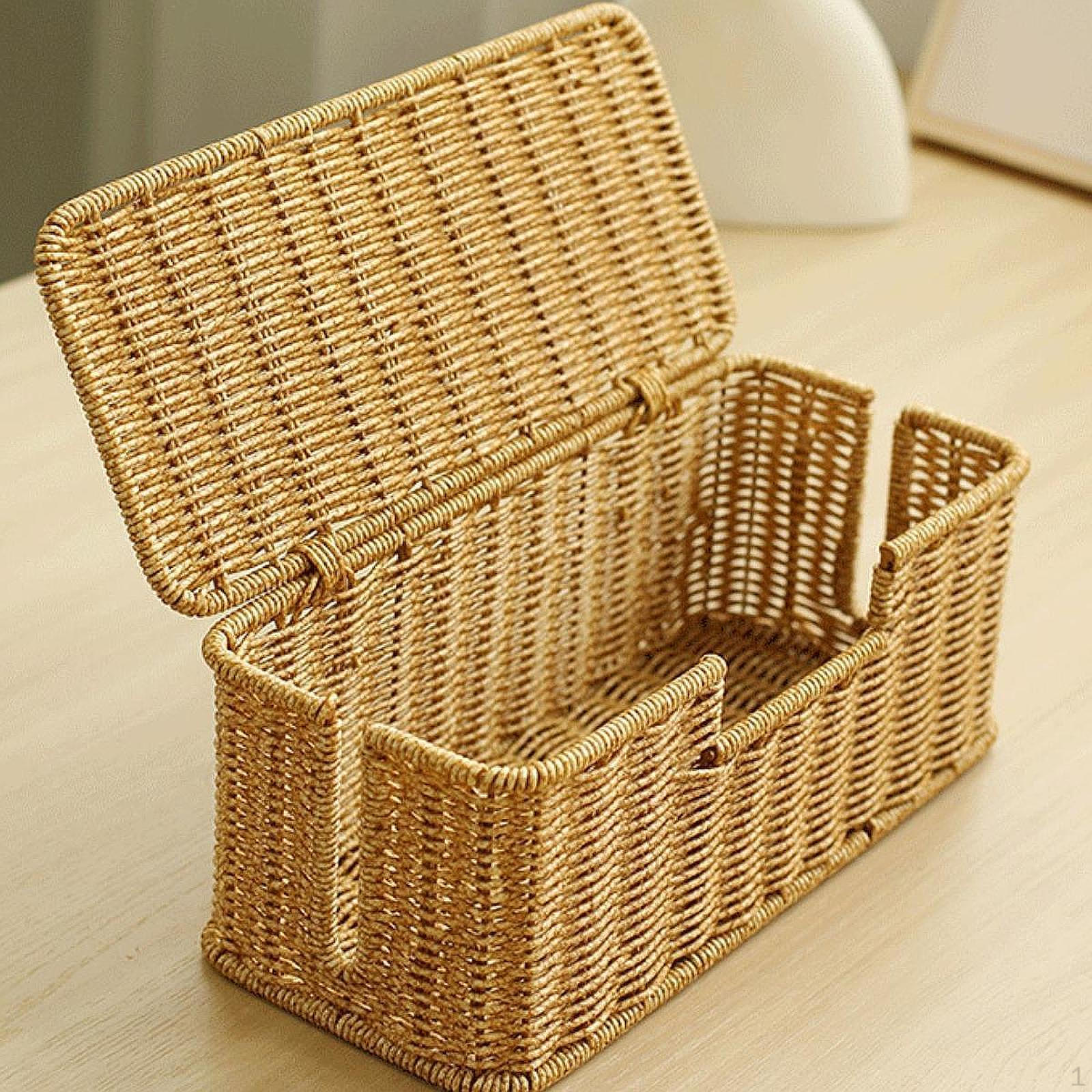 

Коробка для укладки кабелей, органайзер для шнуров с крышкой, настольное хранилище для спальни, USB-концентраторов для дома 32x14x13cm 3 Slots