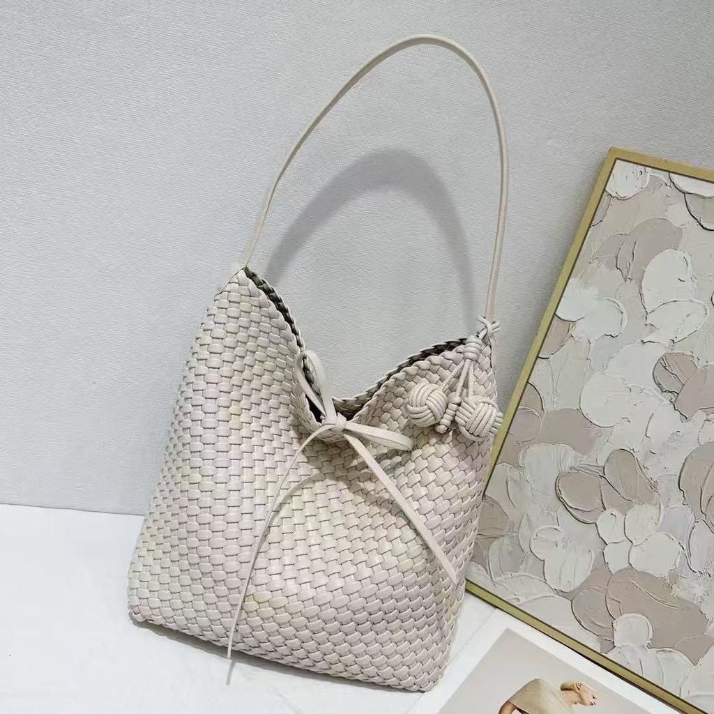 Premium Hand-Woven Bag Large Capacity Shoulder Tote Bag Underarm Bag Bucket Bag Mother Bag Tide