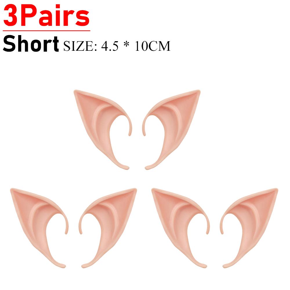 3-10Pair Cosplay Elf Ears Halloween Latex Fairy Angel Elf Masquerade Party Costumes Halloween Party Decor Supplies Photo Props