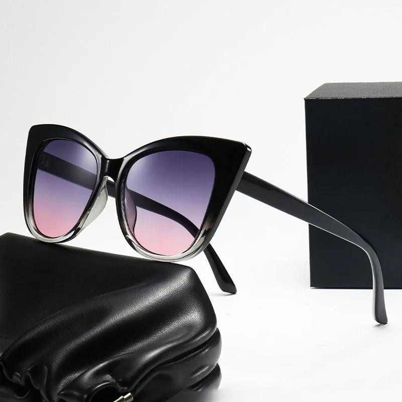 Fashion Street Shooting Cat Eye Sunglasses Po Props Oval Frame Gradient Lens Sun Glasses UV400 Protection Eyewear for Women