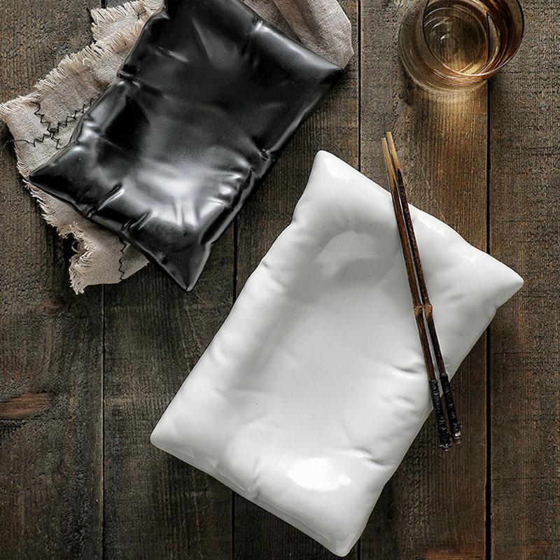 Kreativer Keramik Salatteller Küchengeschirr Speiseteller Pasta Steak Dessertteller Kissenförmige Dessertschale Salatschüssel