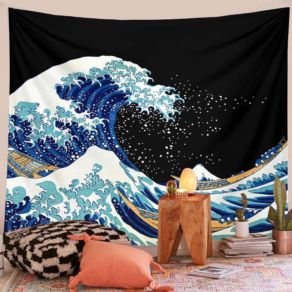Japanese Wave Tapestry Wall Hanging For Boys Girls Teens Room Decor Oriental Eastern Asian Theme The Great Wave Wall Tapestry