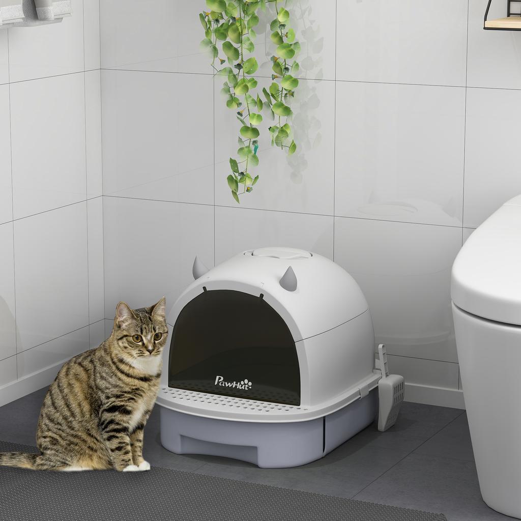Enclosed Cat Litter Box W/ Pull-Out Drawer, Scoop, Deodorising Bags for Odour Control, Privacy, Portable, Easy To Clean