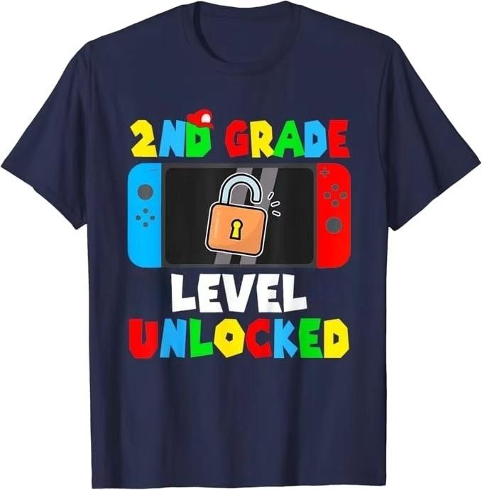 

Kids Game 2nd Grade Level Unlocked First Day Boys T-Shirt Back To School Clothes Sons Novelty Gift Autumn and winter innerwear 4XL