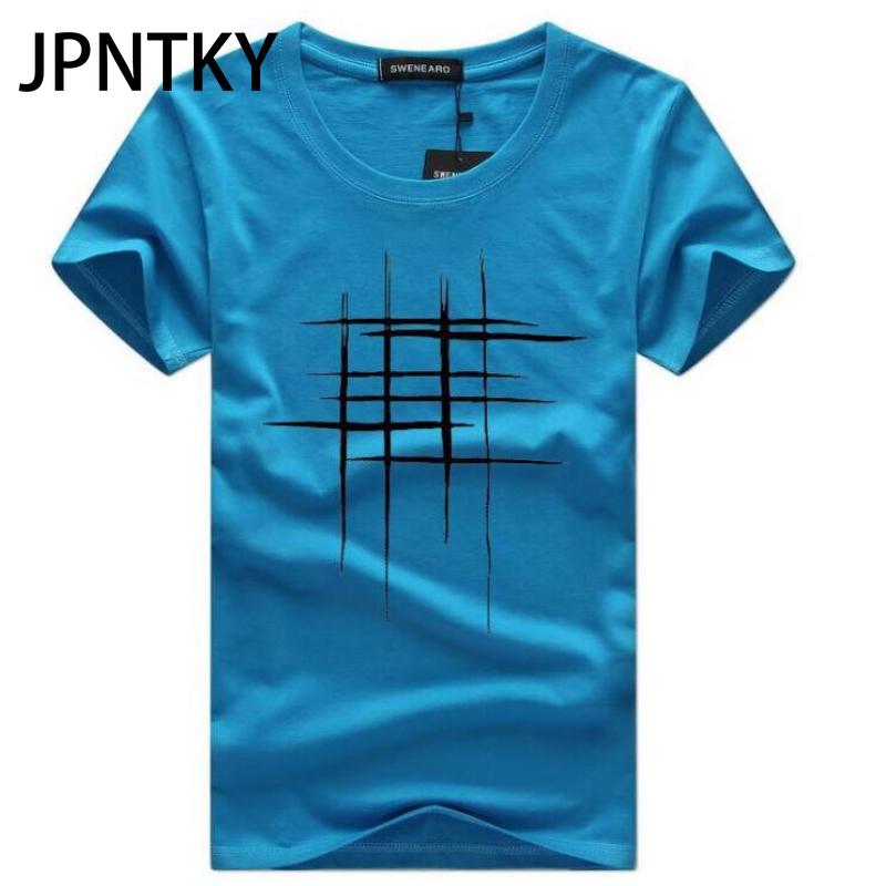 

JPNTKY Хлопковая футболка с коротким рукавом, мужская модная свободная рубашка с коротким рукавом, напечатанная сострадательная рубашка XXXXXL озеро синий