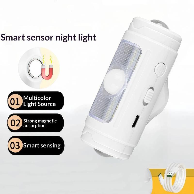 Rechargeable Led Smart Motion Sensor Night Light Rgb Colorful Lighting Magnetic Mount For Bedroom Hallway Closet