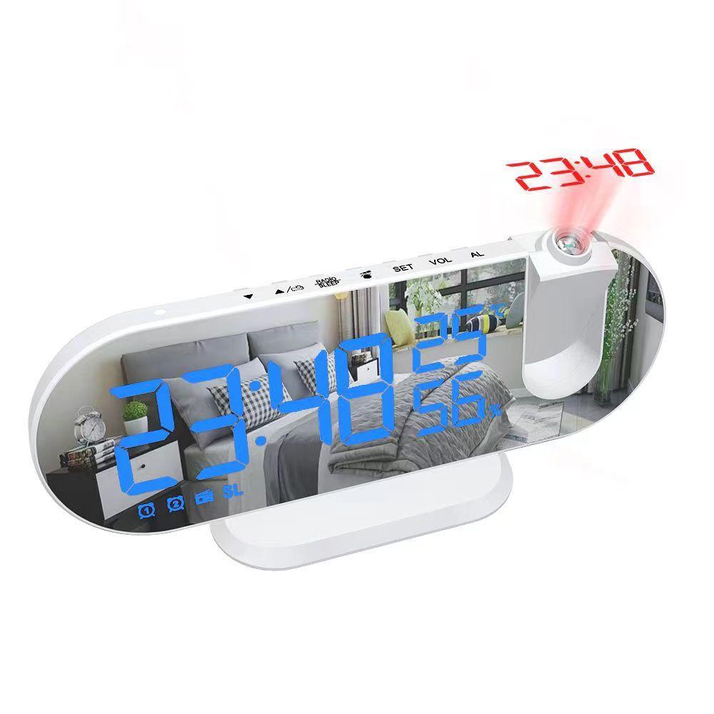 Multifunctional RGB Radio Projection Clock Creative LED Alarm Clock Temperature and Humidity Digital Projection Clock Mirror Electronic Clock