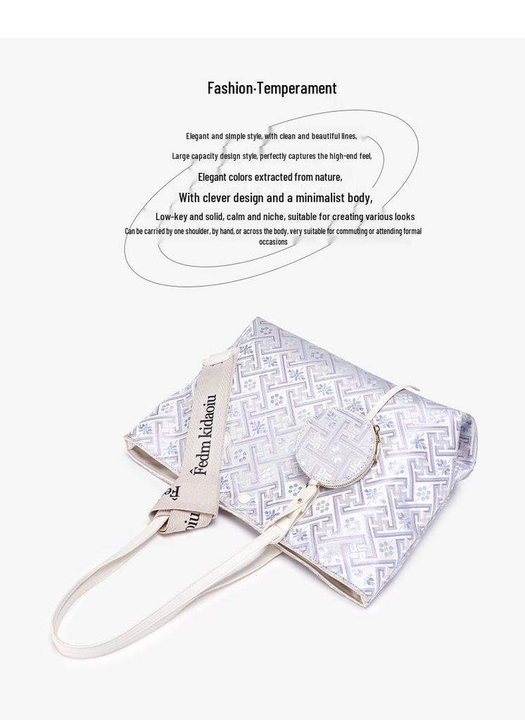 Guangxi Zhuang Brocade Women's Heritage Tote: Large Capacity, Practical, Commuting Shoulder/Crossbody Bag 2026
