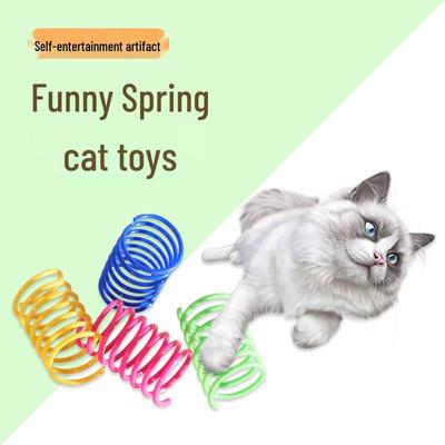 Buntes Plastikfeder-Katzenspielzeug - Hüpfender Teaser für Katzen & Haustiere