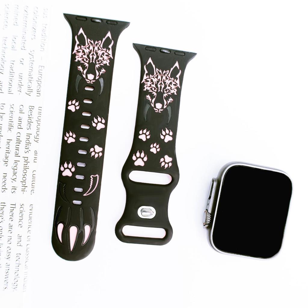 Compatible with Apple Watch 8/7/Ultra/SE Silicone Fang Wolf Band