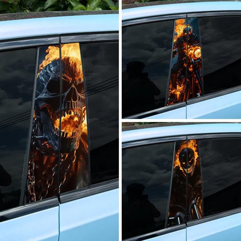 1pc/2pcs Skull Evil Rider Car Stickers for B-pillar Vinyl Decals Waterproof Auto Center Pillar Sticker Cover Scratches Decors