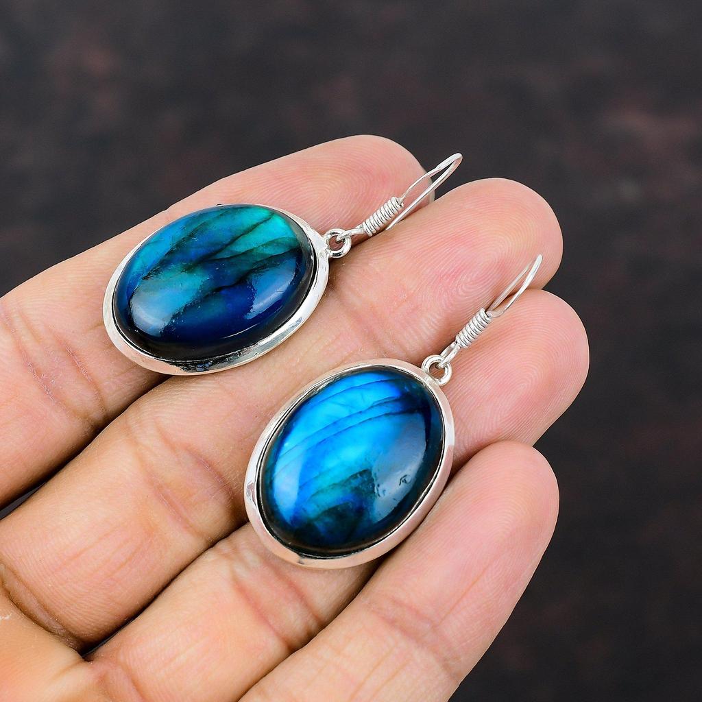 Neon Flash Labradorite Earring High Quality Gemstone Earring Handmade Jewelry 925 Sterling Silver Earrings Antique Jewelry Mother's Day Gift