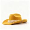 European and American Pearl Retro Woolen Top Hat Fashion Western Cowboy Hat Autumn and Winter British Jazz Hat