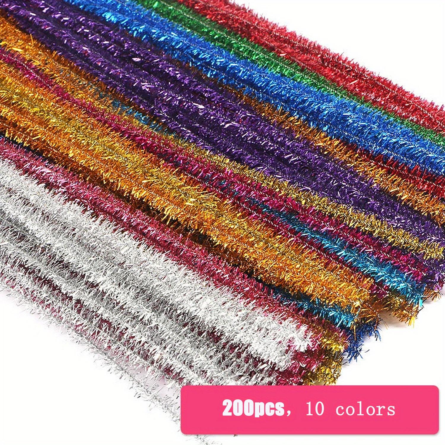 

200 штук синельной проволоки, 10 цветов, золотые палочки-твист с луковым блеском для DIY поделок, украшений, креативных школьных проектов 200pcs разноцветный