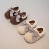 Girls' Bowknot Furry Winter Bean Shoes 2025 - Warm Two-Layer Cotton Shoes with Fleece for Children.