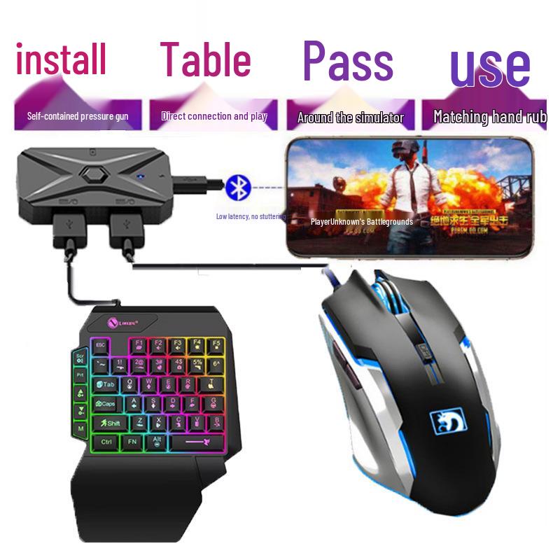 JiaYing PUBG One-Handed Keyboard & Mouse Auto-Press Gun Peripheral Set