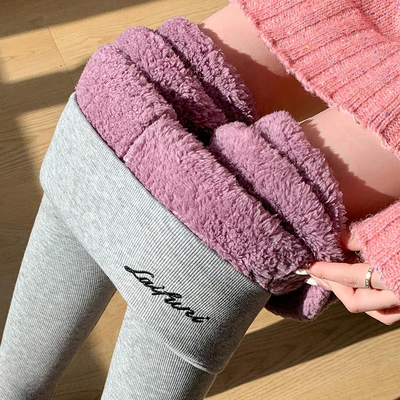 

Quality Thickened Cloud Fleece Leggings Winter Women s Outer Wear Embroidered Threaded Cotton Pants Fleece Thickened Thermal Pants XL [136-82.5 kg]
