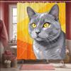 Artistic Black Cat Shower Curtain 1pc – Painted Style with Vibrant Colors, Cute Pet-Themed Bath Curtain for Home and Cat Lovers