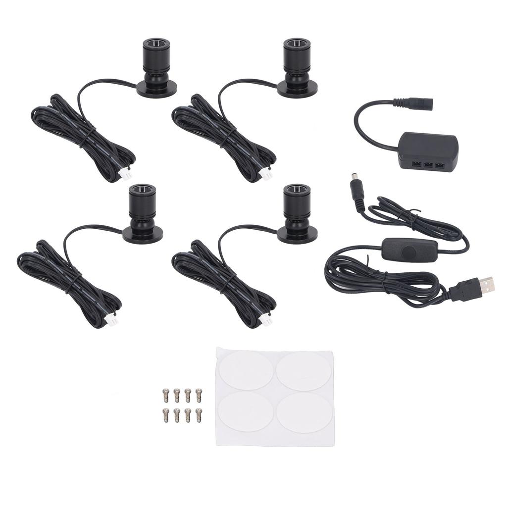 4pcs LED Display Spot Lights 5V Dimmable USB Mini Spotlight for Jewelry Showcase Porch Entryway