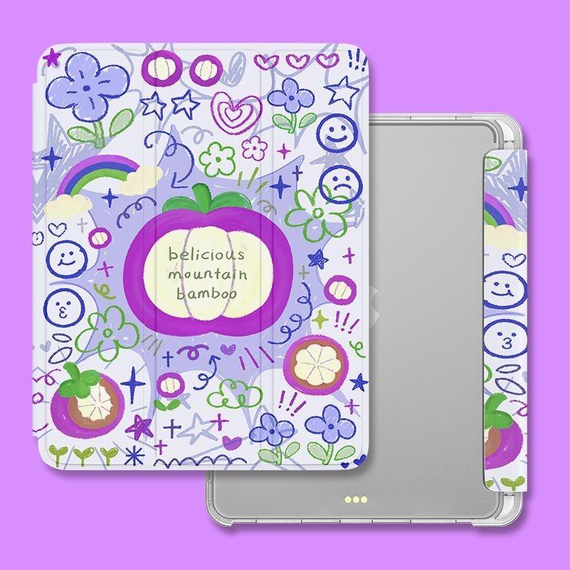 Für iPad Air5 Hülle Kreatives Frucht-Doodle-Illustrationsmuster iPad-Hülle für iPad 2022 10. 10.9 2021 9. 8. 7. 10.2 Air1/2 9.7 mit Stifthalter