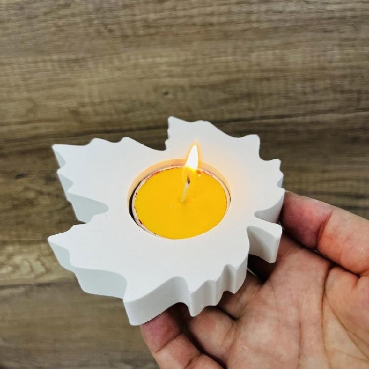 2Pcs Leaf Silicone Molds for Epoxy Resin Gypsum Decoration Silicones Candlestick Molds for Tealight Holder Jewelry Tray