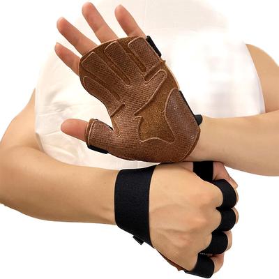Guanti da Palestra in Pelle con Palmo Imbottito per Presa, Guanti da Allenamento per Uomo Donna, Sollevamento Pesi, Trazioni, Allenamento