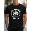 Europäische Größen Herren Sommer Sport T-Shirt - Leicht dehnbarer Strickstoff - Bedrucktes T-Shirt - Normale Passform - Gemustert Casual Style