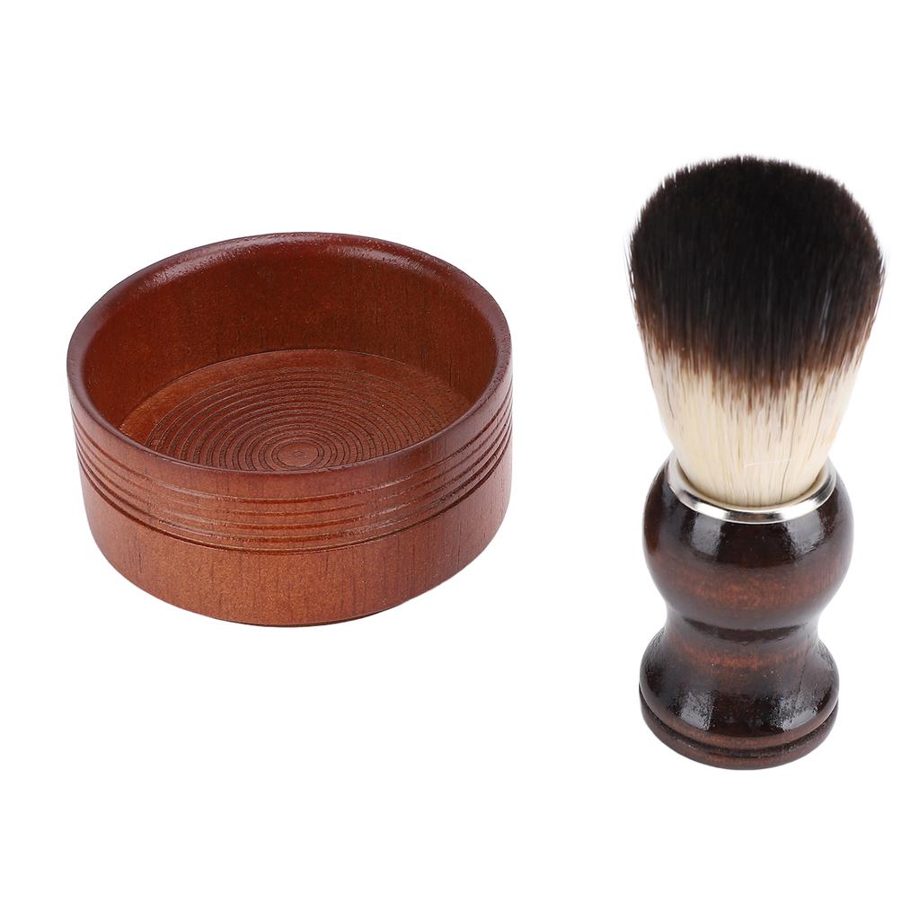 Wood Shaving Brush Set Grooming Kit Synthetic Hair Removes Debris Shaving Brush and Bowl for Men