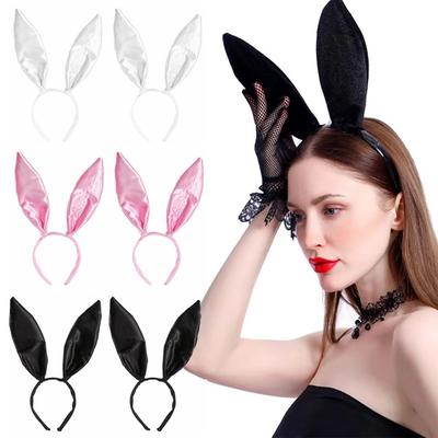 Silk Satins Big Bunny Ears Headband Sweet Party Photo Props Rabbit Ear Hairband  Party Headdress
