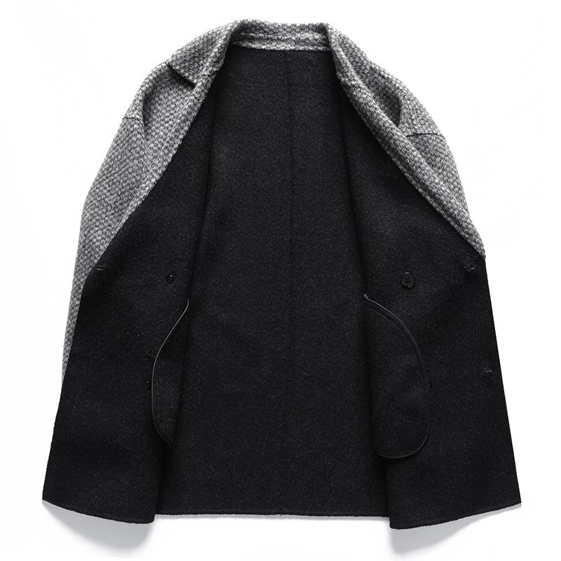 Casaco de lã largo com mangas compridas caídas, masculino, outono e inverno, trespassado, dupla face, casaco de lã