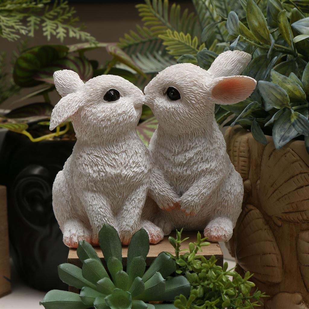 1 Piece of Kissing Couple Rabbit Ornaments, Garden Ornaments and Courtyard Accessories