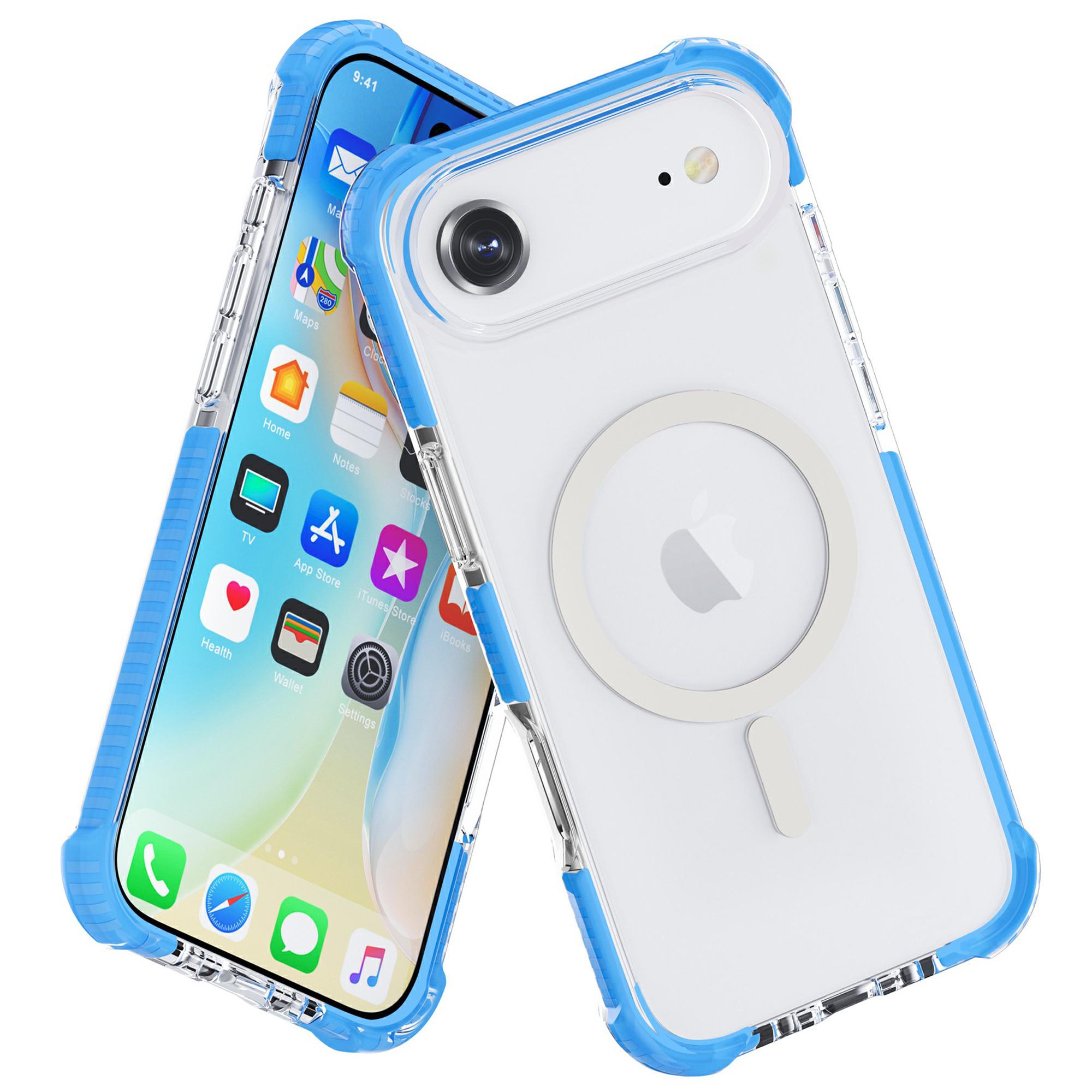 

For iPhone 17 Air Case Compatible with MagSafe Reinforced Corners TPU+Acrylic+TPE Phone Cover Blue