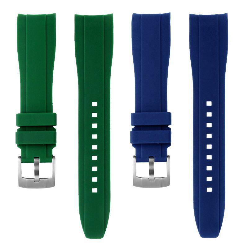 Pulseira de Borracha com Ponta Curva Para Rolex Water Ghost Seiko Mido helmsman Casio swordfish arco à prova d'água mergulho pulseira de relógio de silicone 22mm