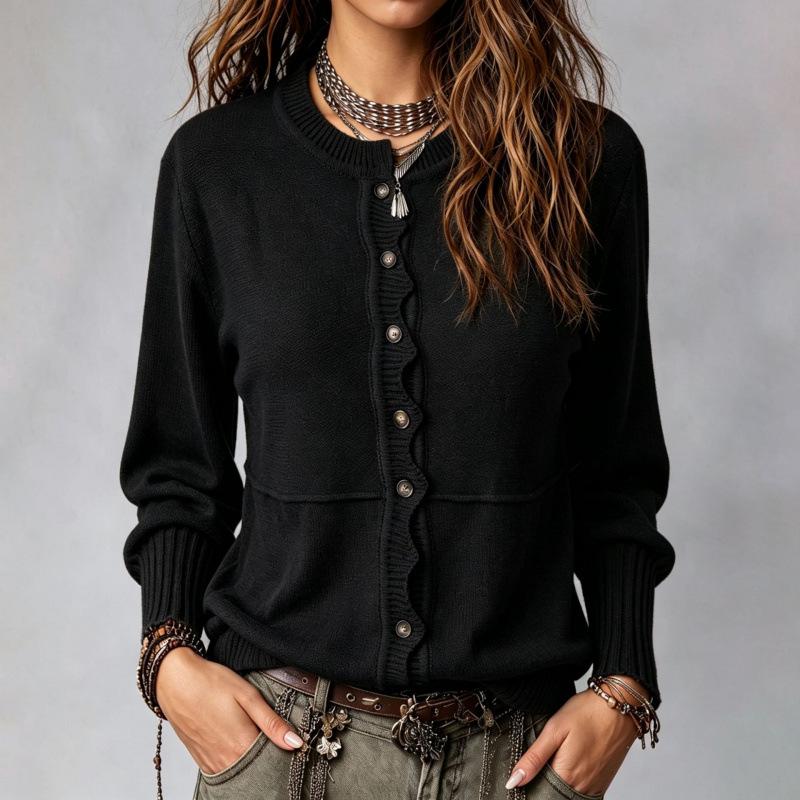 2026 Casual Button Round Neck Cardigan Sweater - European & American Style