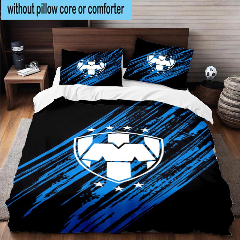 3pcs Monter-rey Football Crest Art Printed Bedding Set Duvet Cover Closure Includes 1 Duvet Cover & 2 Pillowcases Bedding Sets Home Decor Gifts