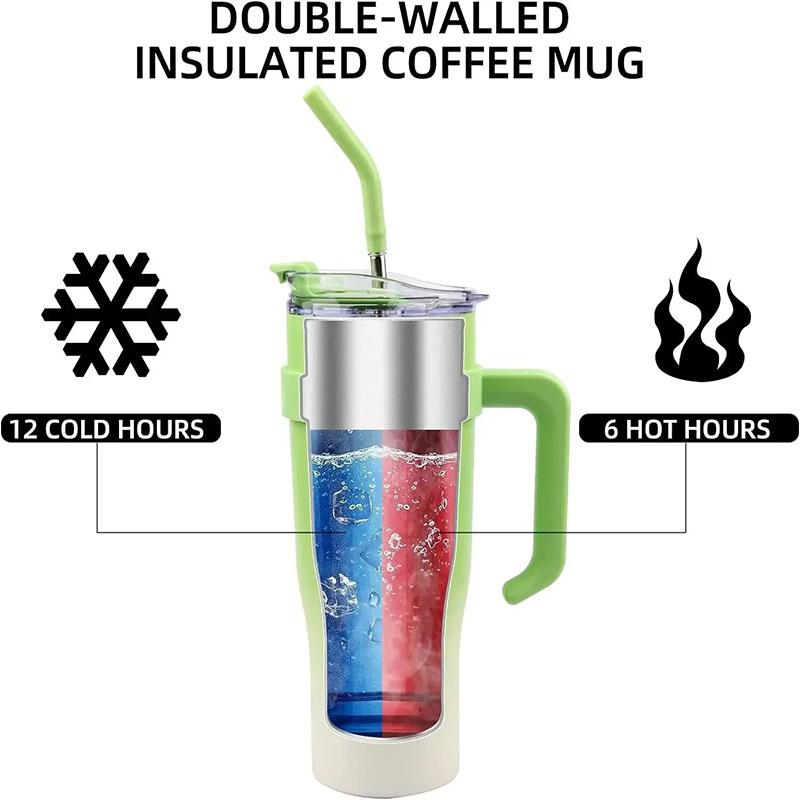 Big Mac Thermal Cup 40oz/1180ml Large Capacity Car Coffee Cup Stainless Steel Insulated Water Bottle Vacuum Flask With Straw