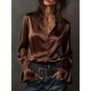 BITCED Women's Fashion Casual Solid Color Print Long Sleeve O-Neck Blouses & Shirts International Design