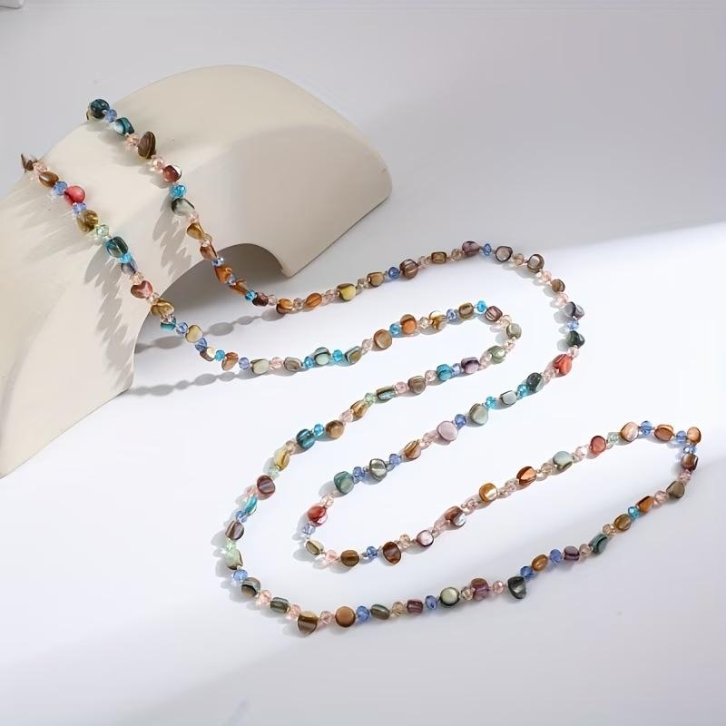 

Bohemian Vacation Style Purple Brown Shell Necklace Beach Resort Statement Jewelry for Women