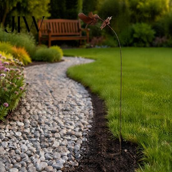 Kolay Takılan Çim Süsleri Dövme Demir Sinek Kuşu Çiçek Bahçe Kazığı, Dekoratif Metal Avlu Sanatı, Balkon Pencere Kenarı İçin Paslanmaya Karşı Dayanıklı Dekor