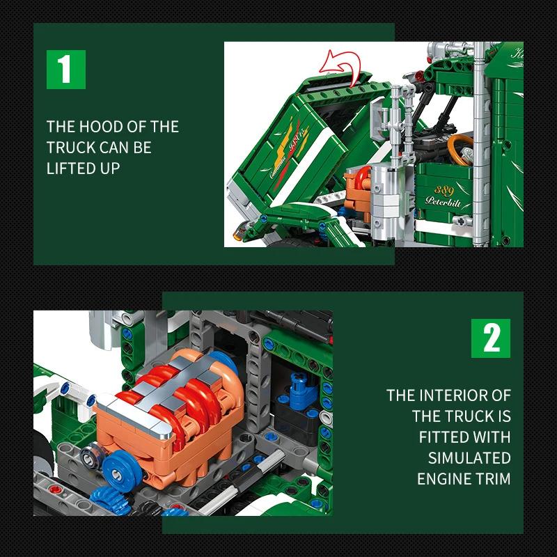 Non-Toxic Static Version Diy Trailer Truck Front Model Building Block Technical Educational Assembly Toy Bricks For Children Holidays Gifts