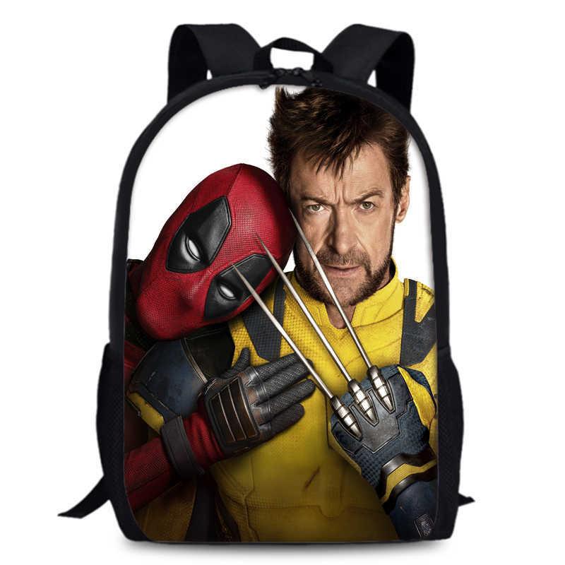 Deadpool And Wolverine Backpack Durable Oxford Fabric 15-inch Student Bag