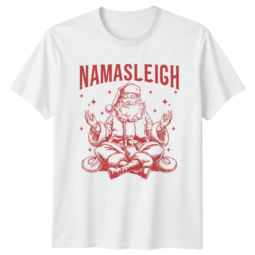 Namasleigh Christmas Yoga Santa Unisexs TShirt Unisexs Tee Holiday Graphic Top S
