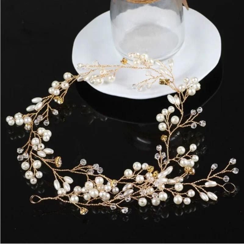 Elegant Wedding Fashion Headdress for Bride Handmade Floral Pearl Hair Accessories Hairpin Crystal Ornaments Creative Gifts