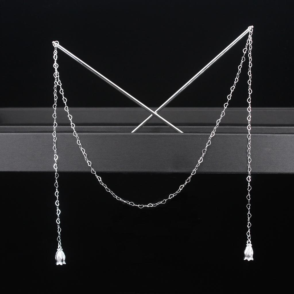 Doppelketten-Haargabel Perlenquaste Haarstab Nunchaku Haarnadel Chinesischer Stil Retro Haaraccessoires für Hanfu Tiaras Ornamente