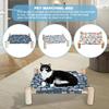 Pet Hammock Bed Freestanding Elevated Cat Dog Solid Wooden House For Sleeping Cooling In Summer Washable Detachable Pet Supplies