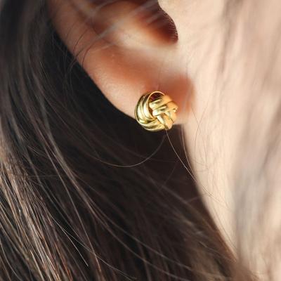 [ Modernlike / Headquarters Authentic ] 14K Gold-Filled Silver Knot Rump Ball Earrings Set